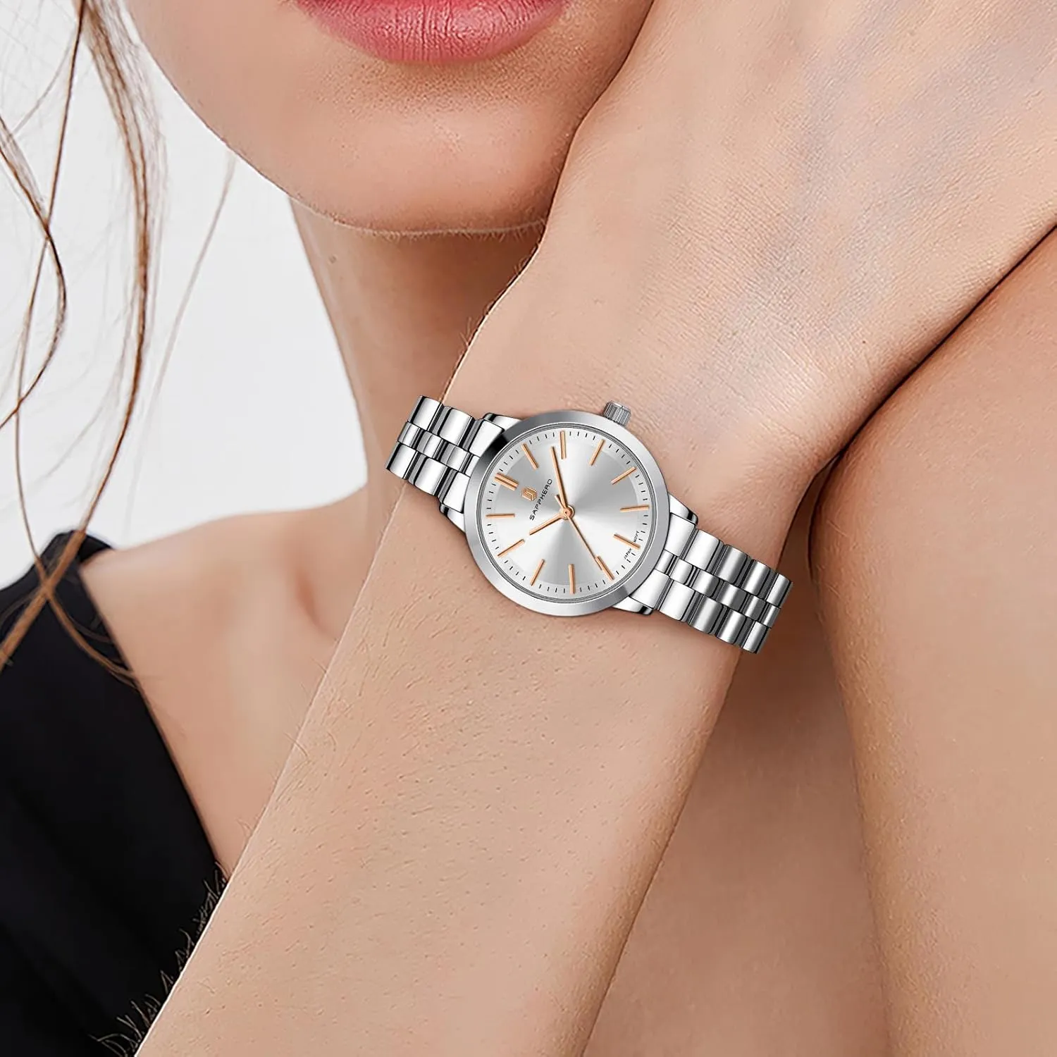 SAPPHERO Wrist Watch for Women Luxury Ladies Watches Women's Bracelet Watch Small Stainless Steel Analog 5ATM Waterproof Watches for Women
