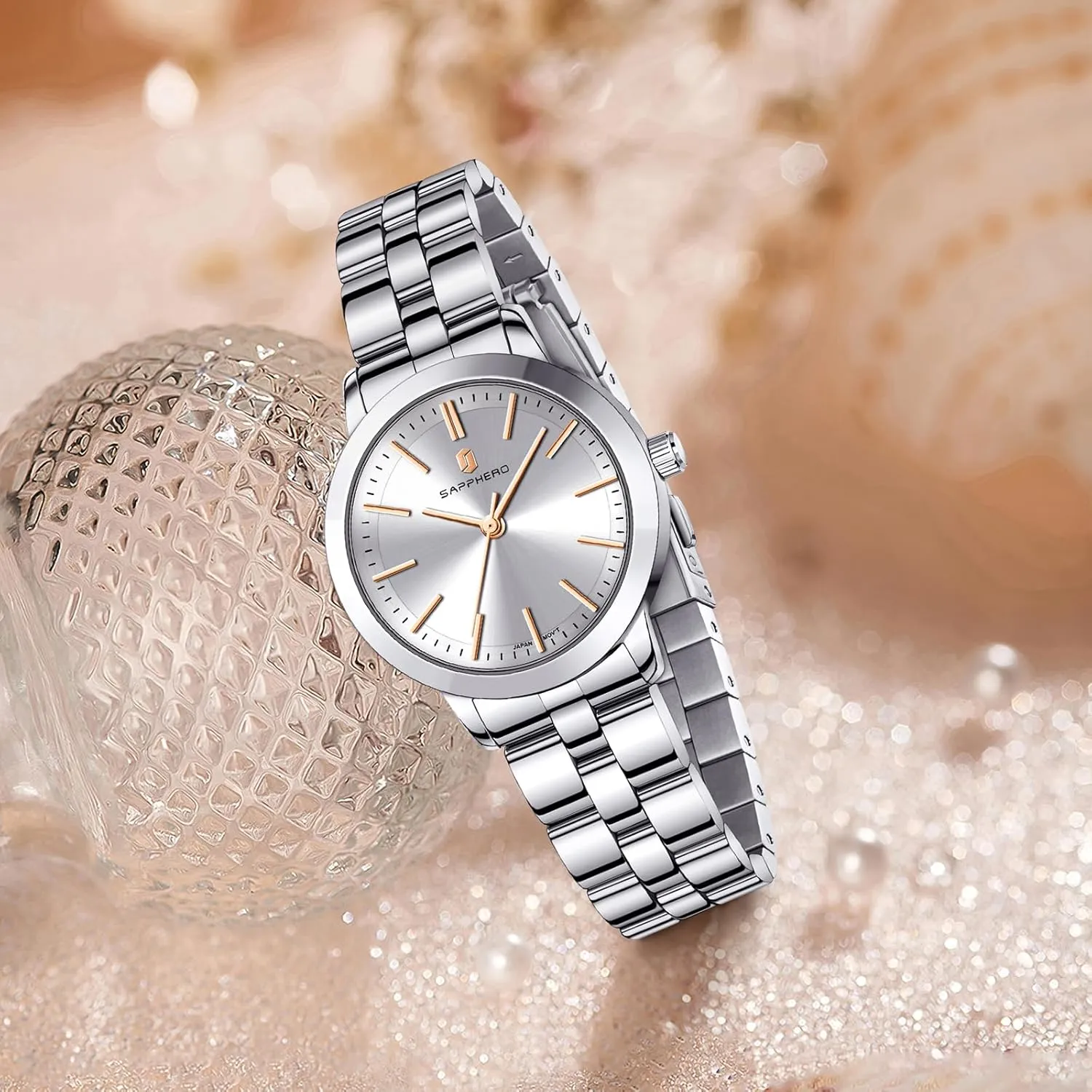 SAPPHERO Wrist Watch for Women Luxury Ladies Watches Women's Bracelet Watch Small Stainless Steel Analog 5ATM Waterproof Watches for Women