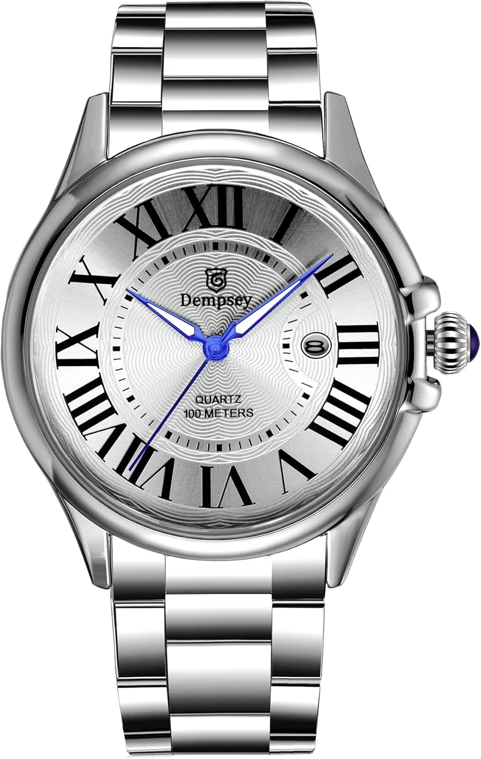 SENSETONE Mens Watch Quartz Analog Waterproof Stainless Steel Strap Big Dial Elegant Wristwatch for Men Luminous Calendar