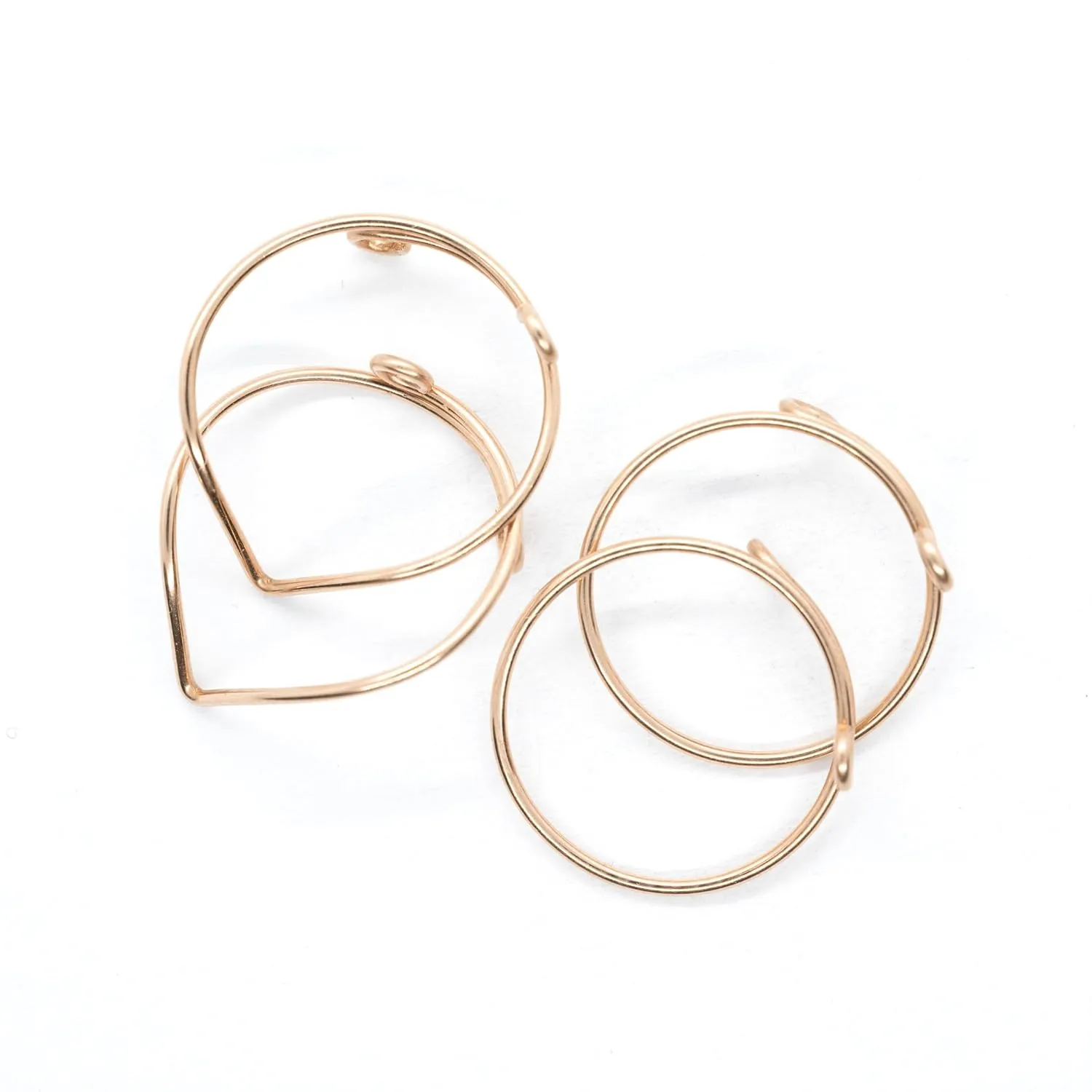 Set of Midi Knuckle Rings Stackable Cuff Adjustable Bands Above Stacking Sterling Silver Gold Rose (Gold)
