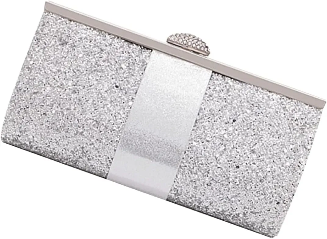 Silver Clutch Purse Women Sparkly Evening Handbag Fashion Clutch Purse for Wedding Party Prom