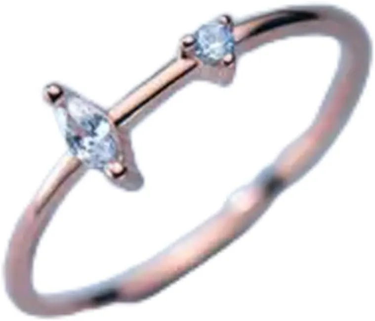 Silver CZ Zirconia Midi Knuckle Thin Dainty Thumb Pinkie Ring A3216-Rose Gold-6.5