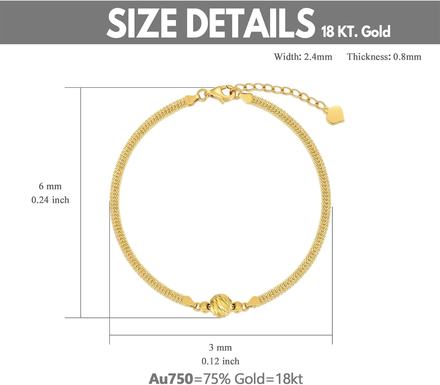 SISGEM 18K Real Gold Bracelets for Women, Delicate Gold Italian Link Chain bracelets Jewelry Anniversary Birthday Gifts for Mom, Wife
