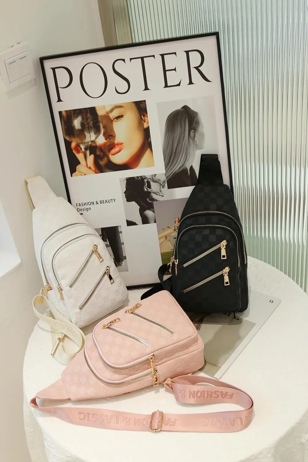 Sling Bag for Women Crossbody Bag Water- Resistant Leather Cross Body Sling Backpack Fanny Pack for Travel& Shopping