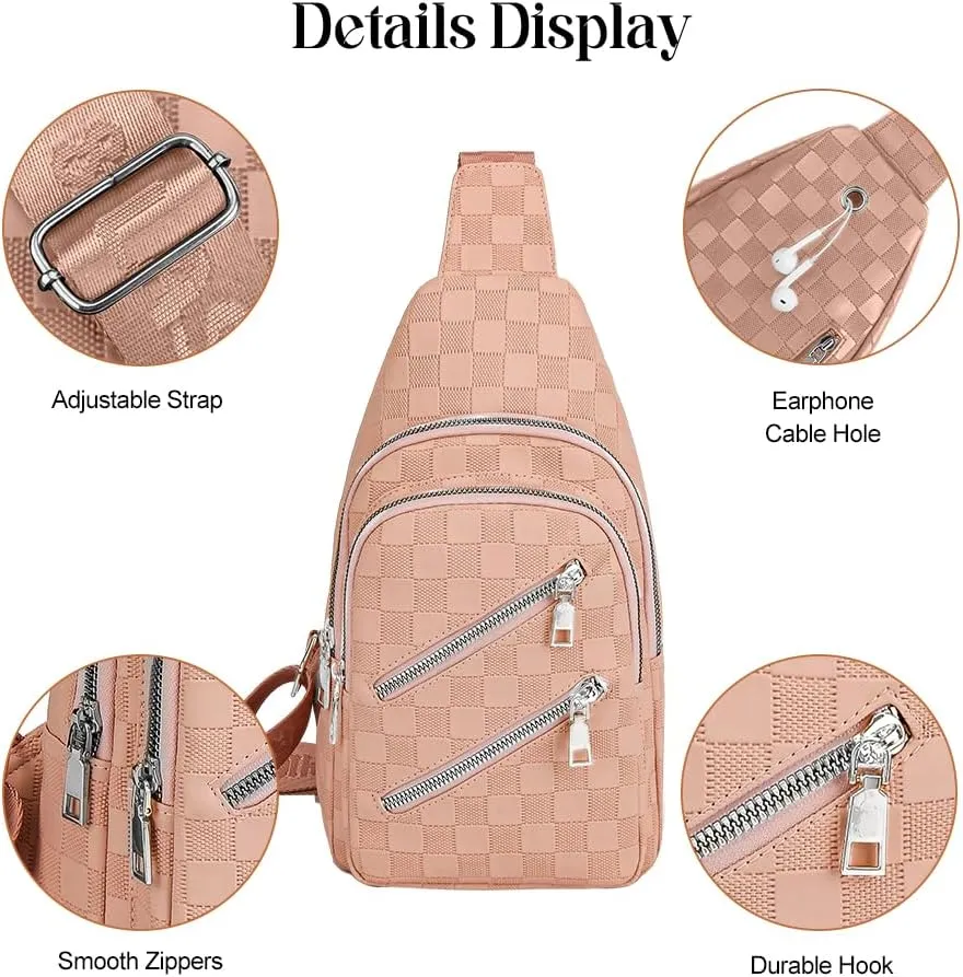 Sling Bag for Women Crossbody Bag Water- Resistant Leather Cross Body Sling Backpack Fanny Pack for Travel& Shopping