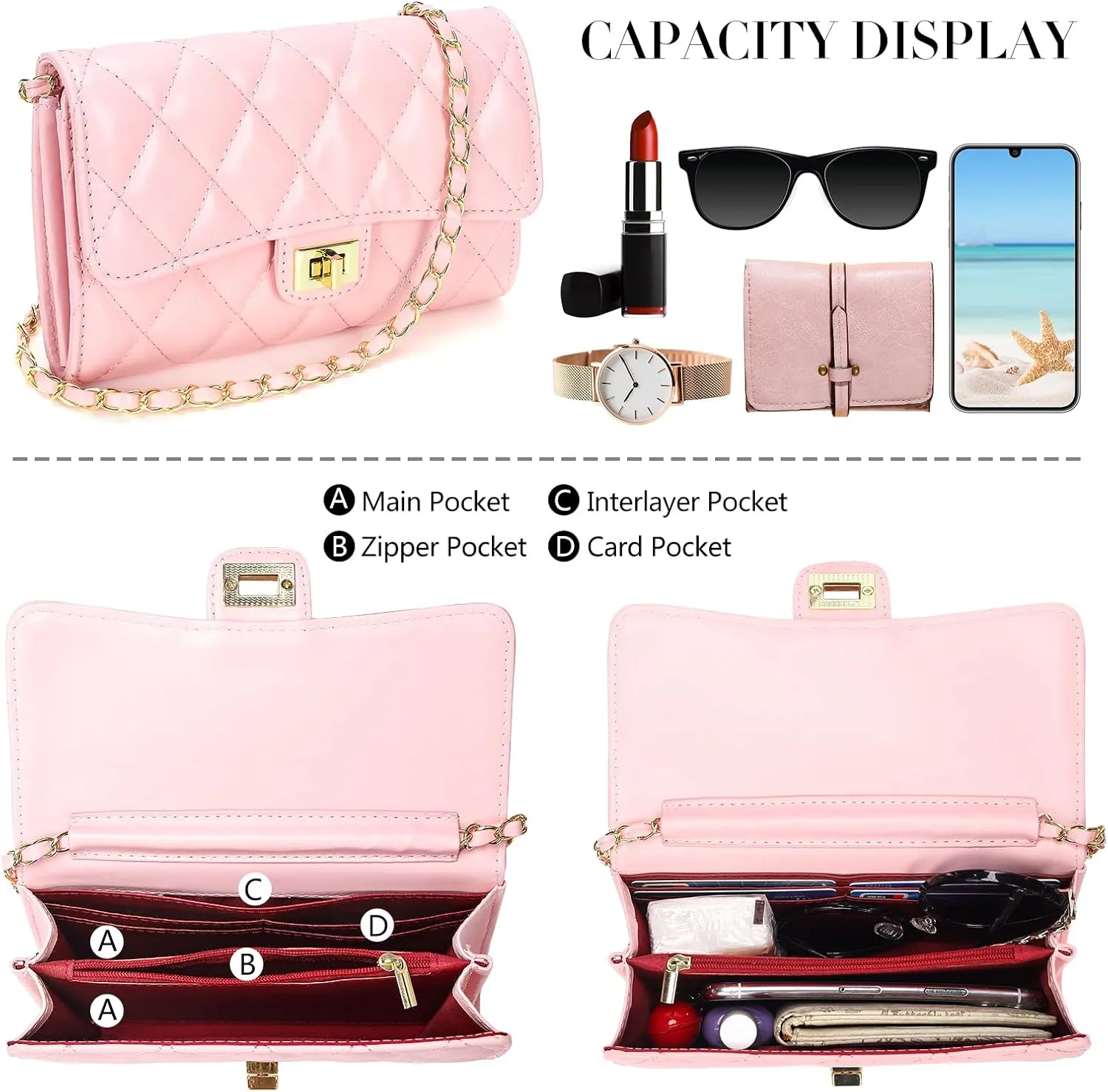 Small Quilted Crossbody Bags for Women Trendy Ladies Shoulder Bag Satchel HandBag Mini Purse Women