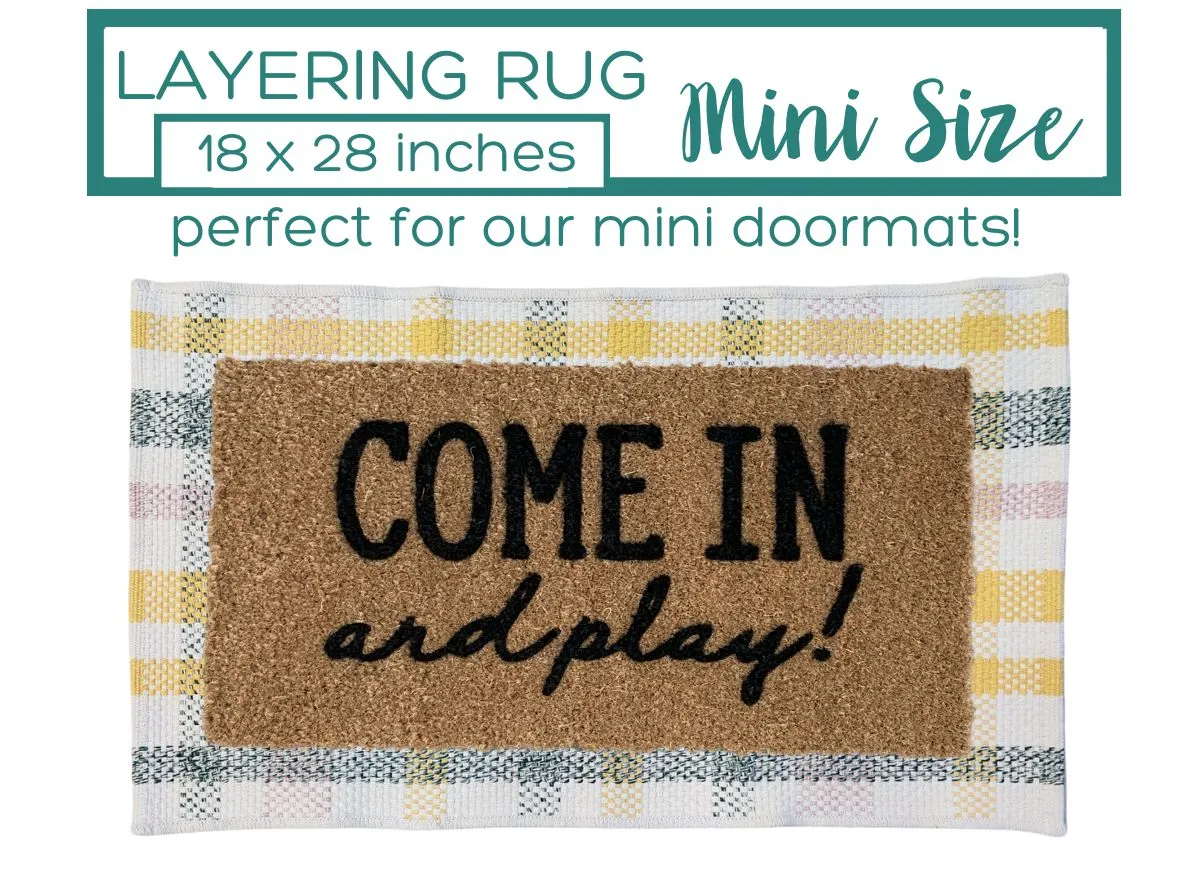Small Yellow Plaid Accent Rug