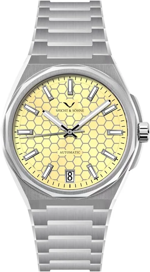 Specht & Shne New 37MM Mens Watches NH35 Mechanical Wrist Watches Honeycomb Dial Stainless Steel Watch Waterproof