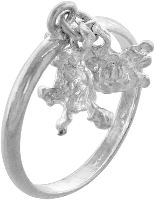 Sterling Silver 2 Turtle Charm Ring Toe Ring for Women 2mm Wide Sizes 3-10.5