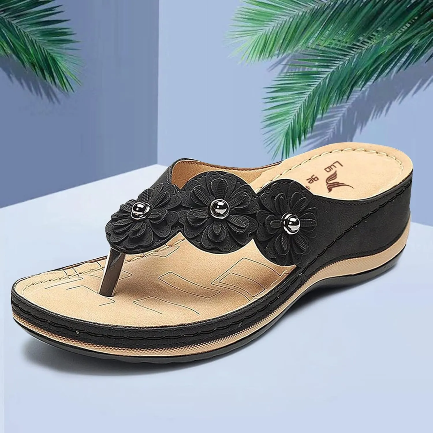 SuanlaTDS Wedge Sandals for Women Comfortable Platform Slip On Arch Support Flip Flops Orthopedic Sandals Beach Shoes Open Toe Athletic Thong Slippers Low Heels Wedges Walking Shoes