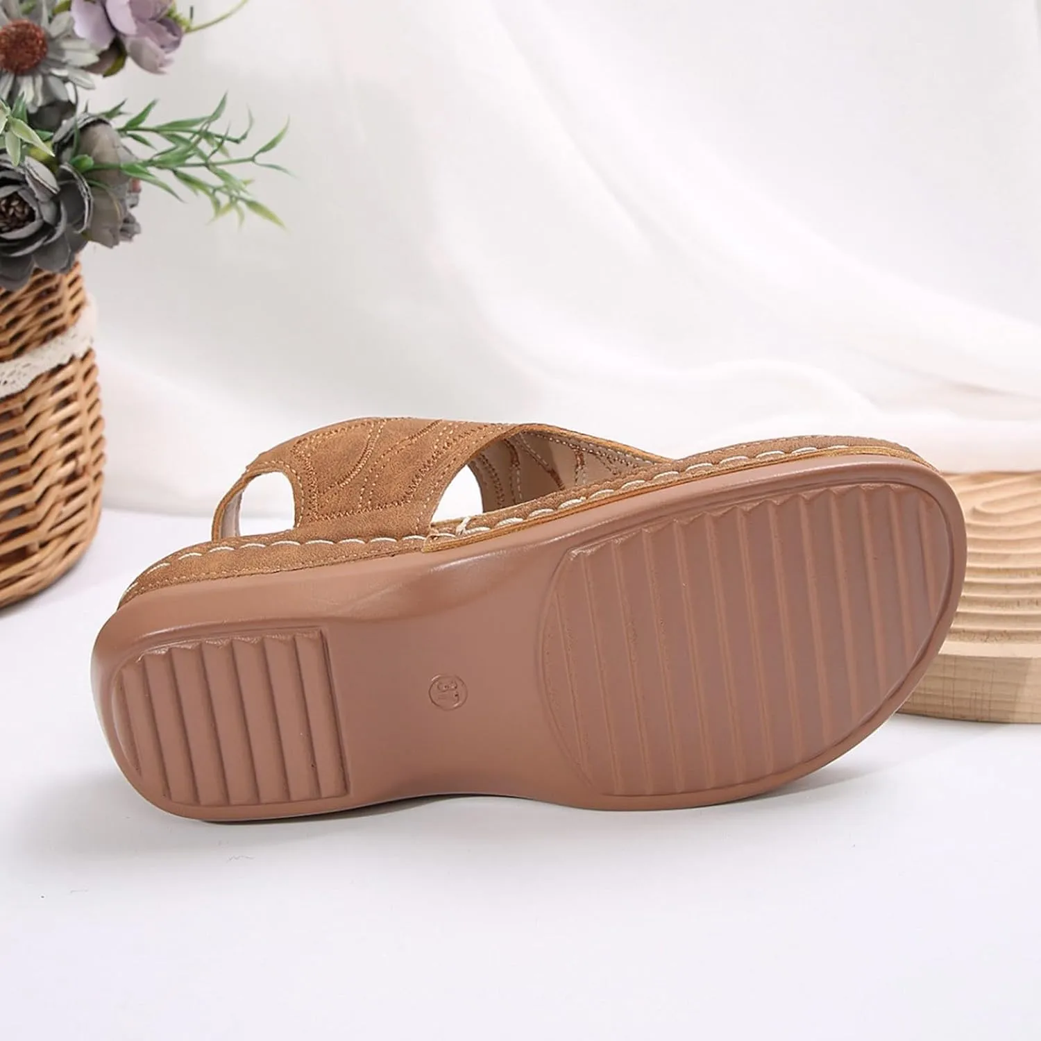 SuanlaTDS Womens Wedges Sandals Orthopedic Flip Flops Summer Dressy Arch Support Thong Open Toe Buckle Ankle Strap Comfortable Wide Width Platform Elegant Low Heels Wedge Sandal for Party