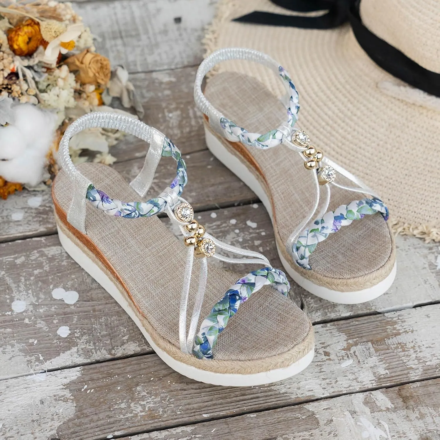 Summer Beach Sandals for Women 2025,Crystal Rhinestone Pearl Flat Sandals for Women Dressy Bling Sparkly Thong Sandals Comfortable T Strap Slip-On Shoes Casual Walking Sandals Strappy Sandals 