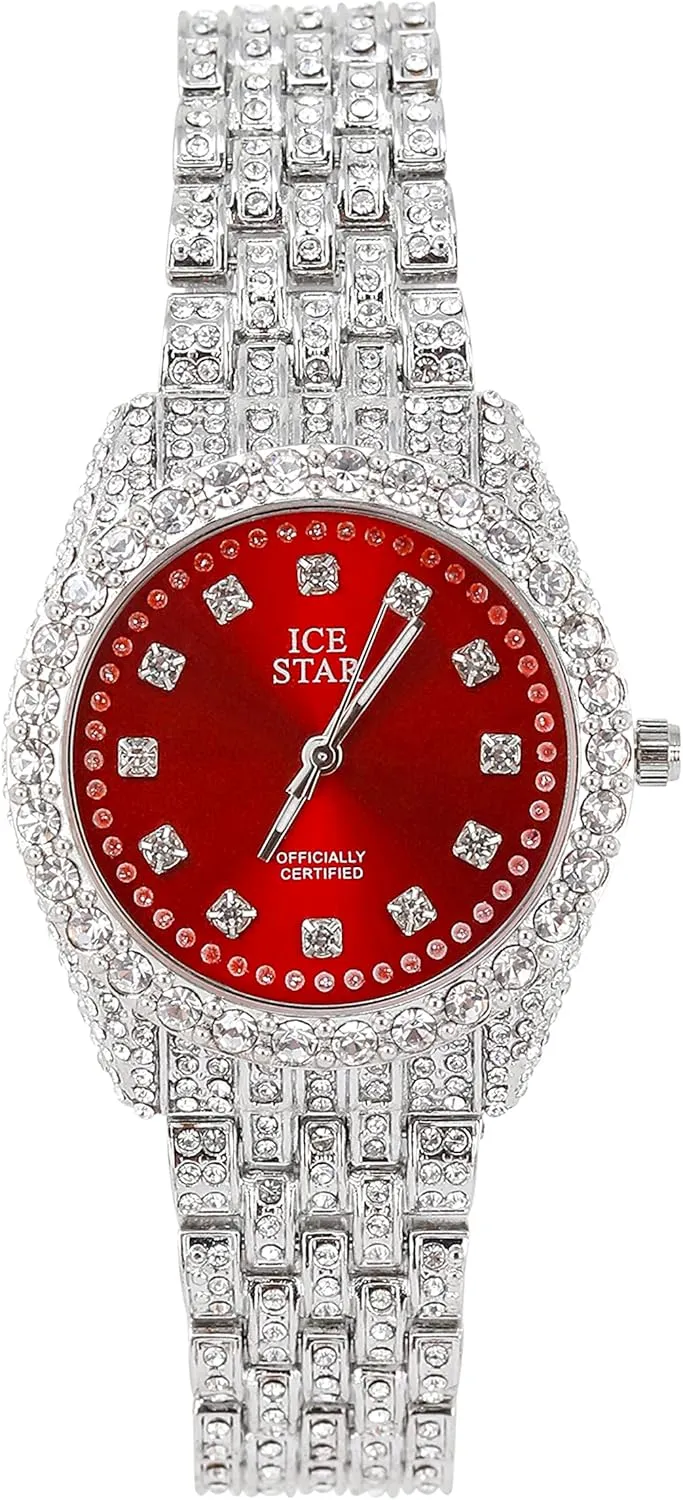 Techno Pave Women's 32mm Iced Out Sleek Diamond Dial Watch