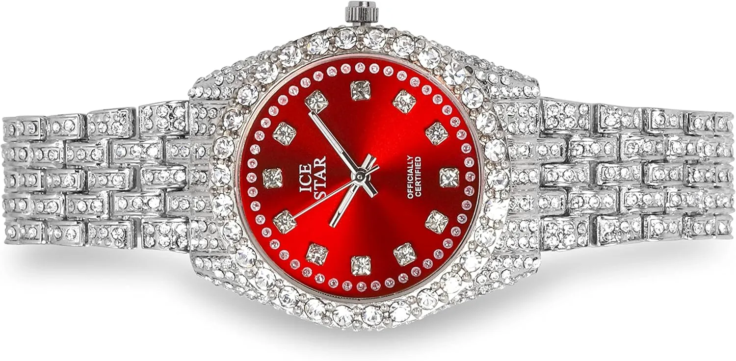 Techno Pave Women's 32mm Iced Out Sleek Diamond Dial Watch