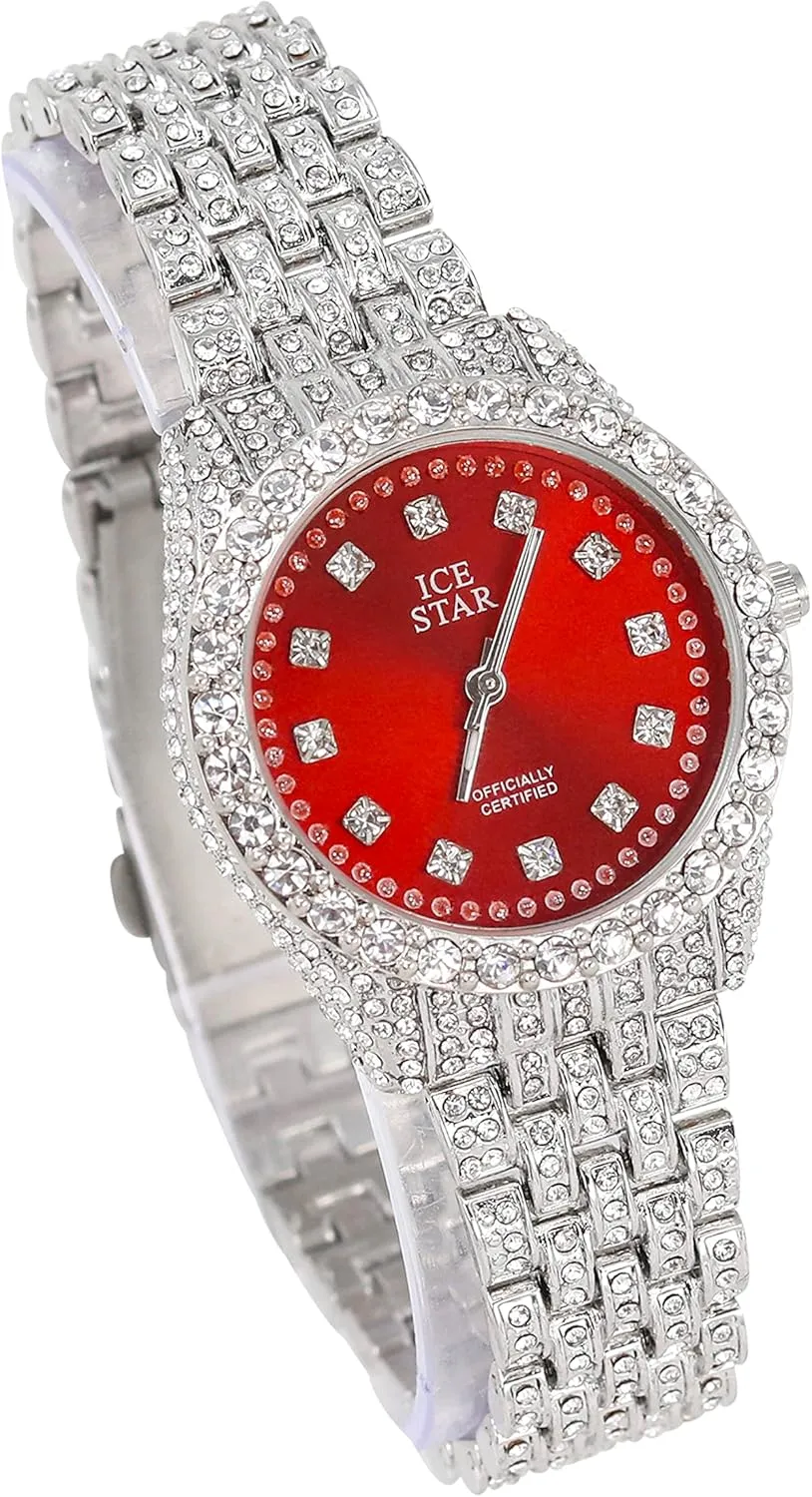 Techno Pave Women's 32mm Iced Out Sleek Diamond Dial Watch