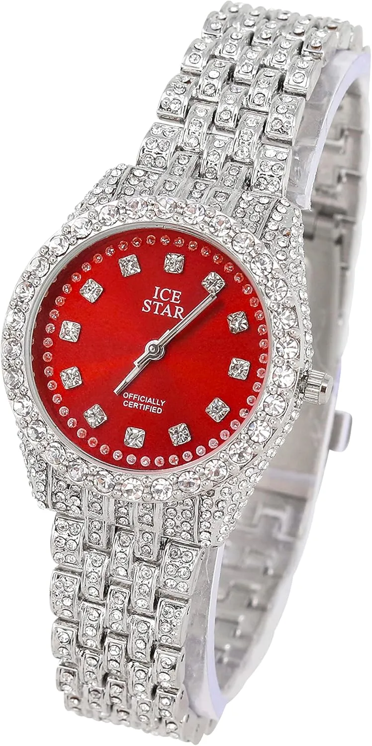 Techno Pave Women's 32mm Iced Out Sleek Diamond Dial Watch