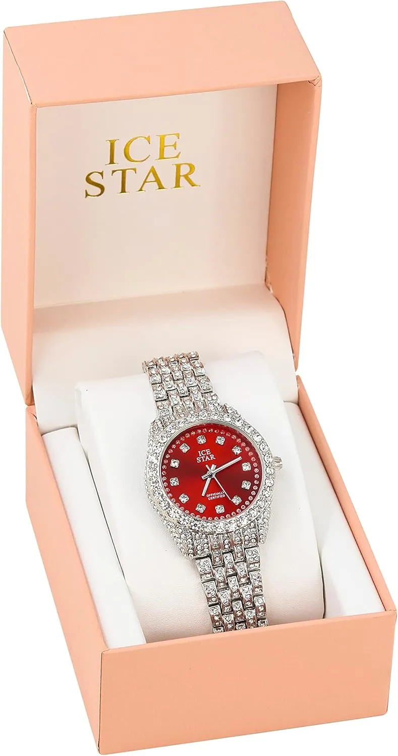 Techno Pave Women's 32mm Iced Out Sleek Diamond Dial Watch