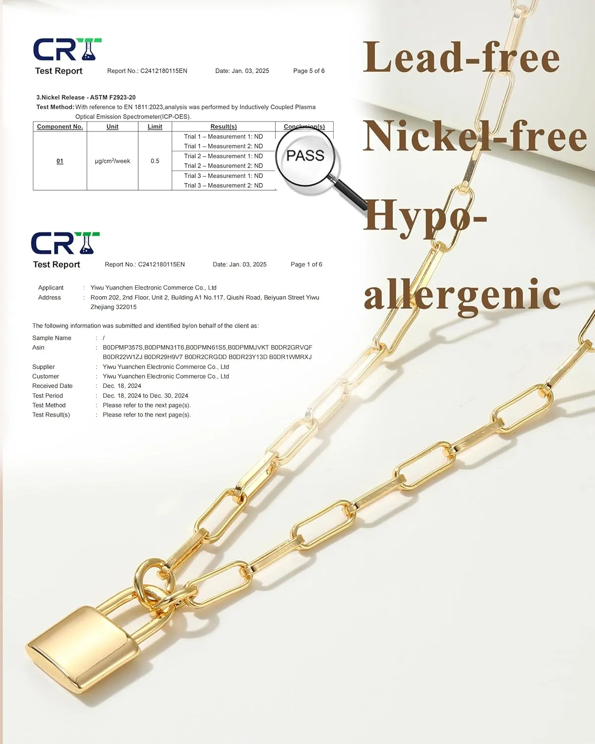 TEN MIRO 18k Chunky Gold Necklace for Women Sweatproof, Non Tarnish Chunky Cross Necklaces Thick Gold Layering Hammered Bold Necklace Stacks Toggle Necklaces for Women