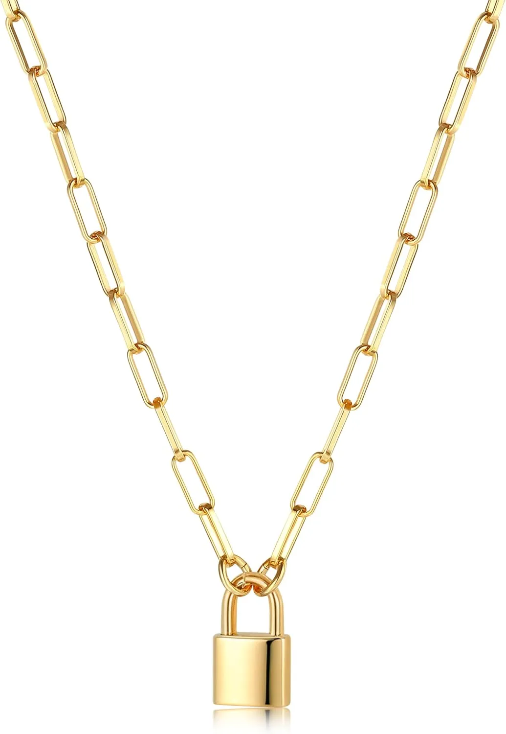 TEN MIRO 18k Chunky Gold Necklace for Women Sweatproof, Non Tarnish Chunky Cross Necklaces Thick Gold Layering Hammered Bold Necklace Stacks Toggle Necklaces for Women