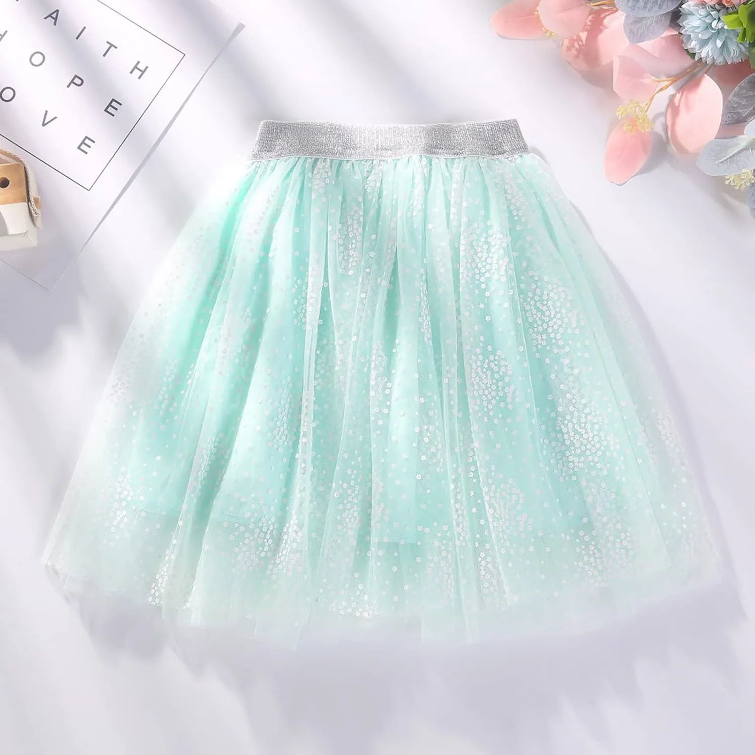 Toddler Girls Tutu Skirt Stars Sequins Layered Tulle Bow Short Skirts Kids Sparkle Birthday Party Princess Dress
