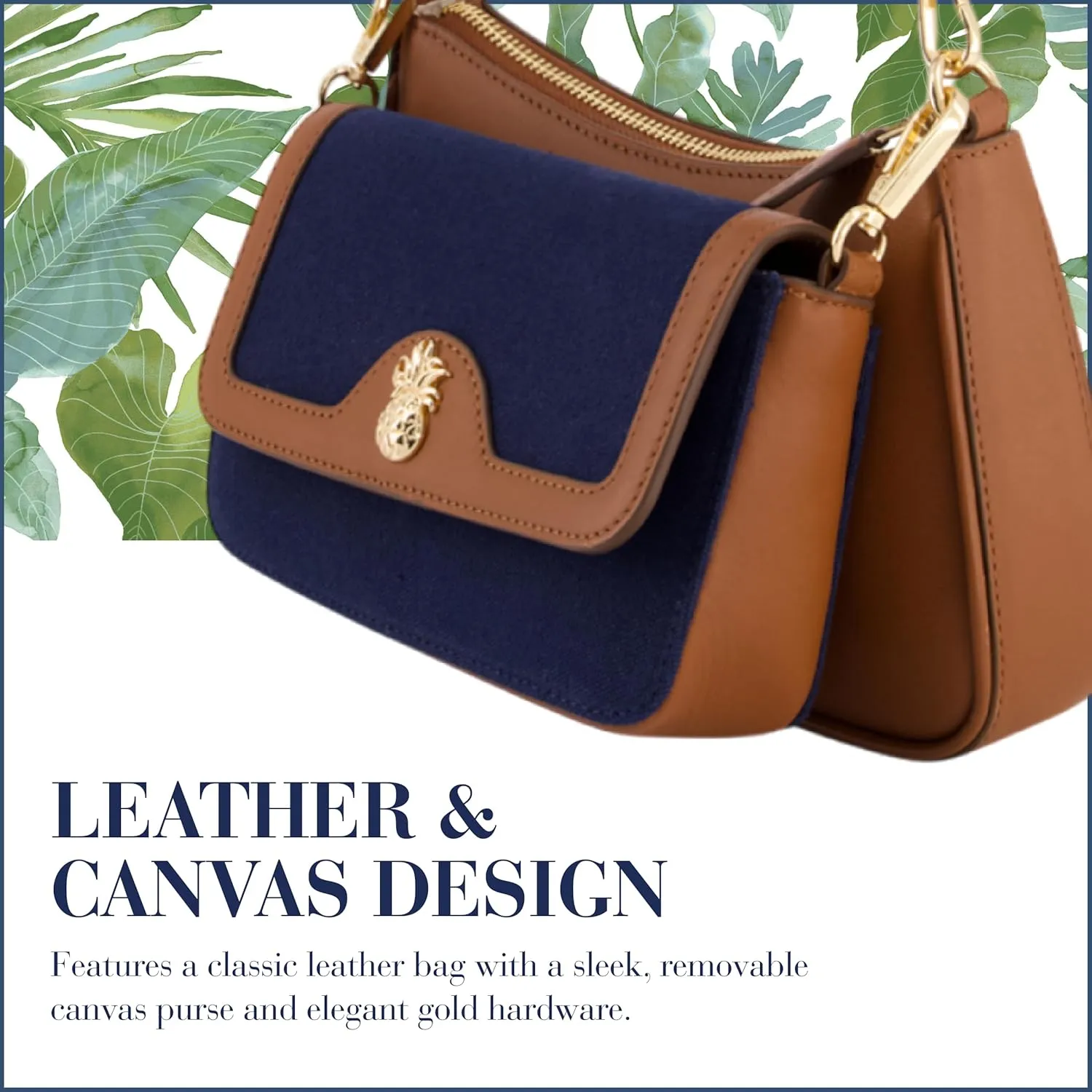 Tommy Bahama Women's Double Crossbody Bag Purse, Small Shoulder Handbag with Adjustable Strap and Leather Trim
