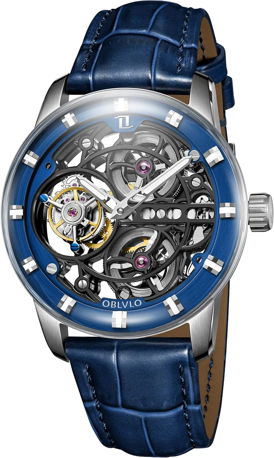 Top Brand Luxury Hollow Waterproof Mechanical Watch Gent Genuine Leather Sapphire Glass Tourbillon Manual-Wind Men Watches IM-SK-B-TB