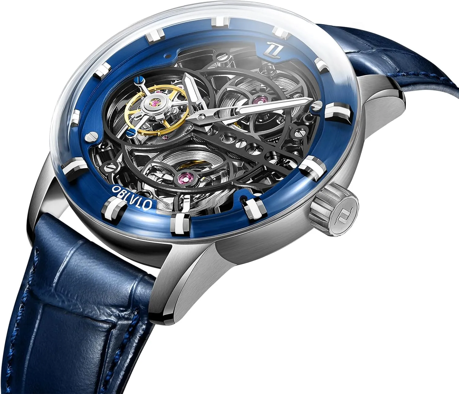 Top Brand Luxury Hollow Waterproof Mechanical Watch Gent Genuine Leather Sapphire Glass Tourbillon Manual-Wind Men Watches IM-SK-B-TB