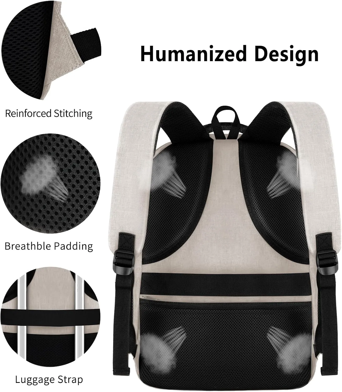 Travel Laptop Backpack for Women, School Backpack with USB Charging Port,Water Resistant Backpack for Girls, Business Work College bookbag,book bag Fits 15.6 Inch,Beige Back Pack