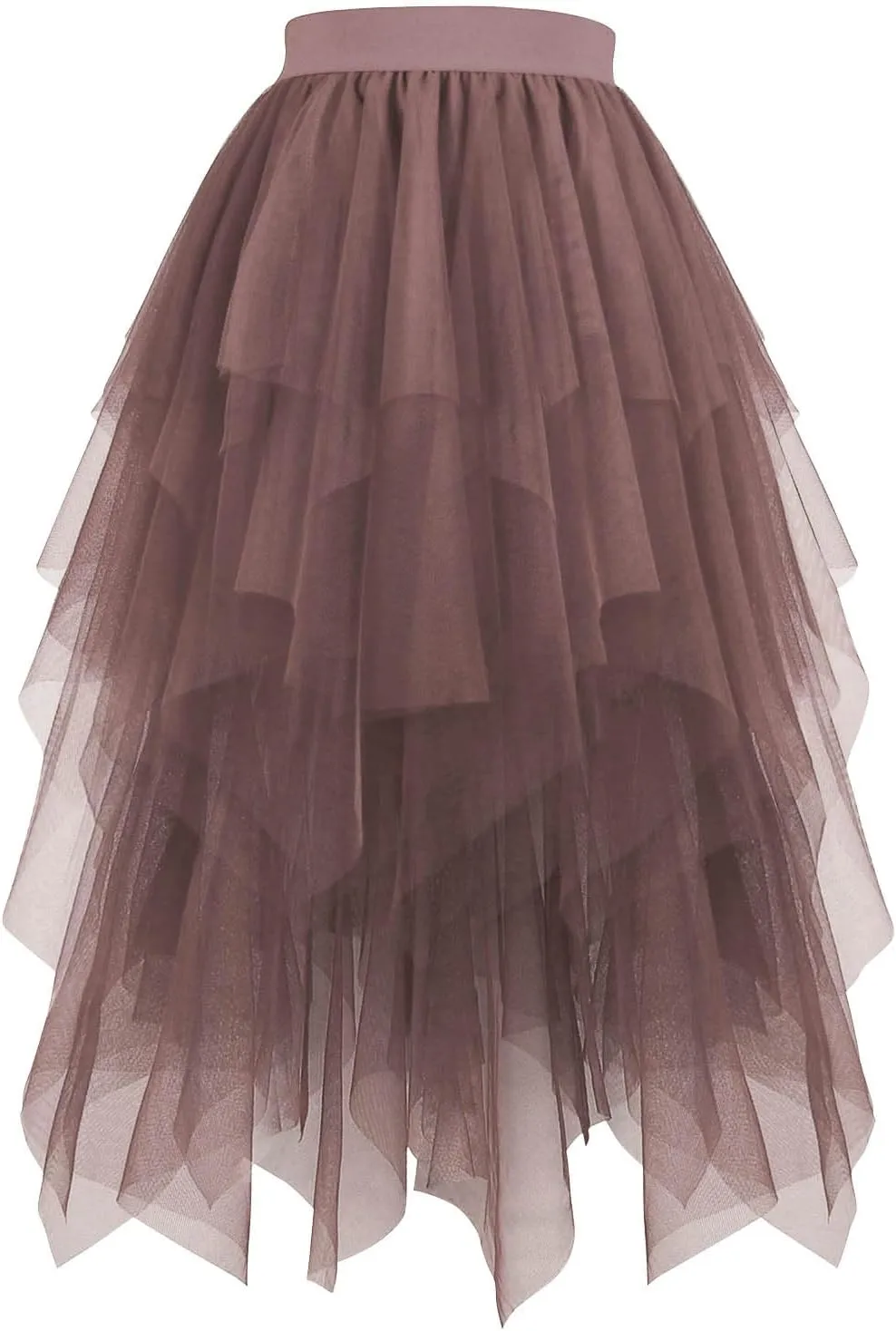 Tulle Skirts Women High Low Layered Skirts A Line Tutu Skirts Flowy Dance Skirts Midi Length Mesh Skirt Puffy Skirt