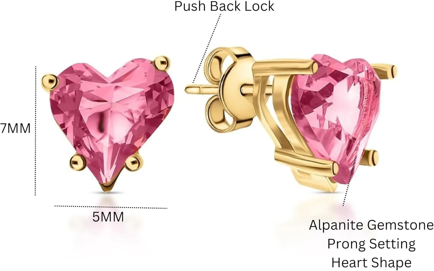 Unique Heart Pink Morganite Diamond(2.50ct) Stud Earring, 14K Gold Pink Heart Earring, Glitter Heart Stud, Birthday Valentine Gift