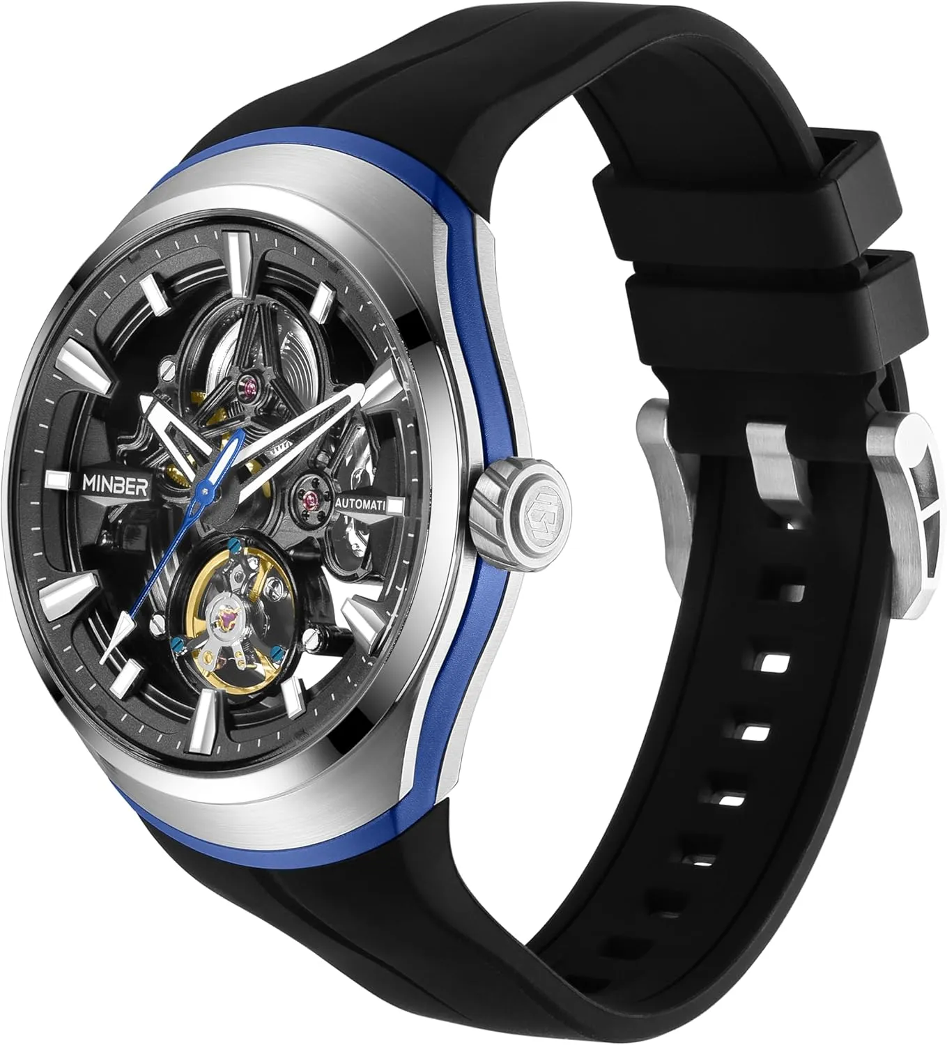 Watches for Men, Mechanical Skeleton Watch with Hollow Design - Business Casual Wristwatch, Transparent Front & Back Glass to See Working Movement, Gift for Men/Family/Colleagues