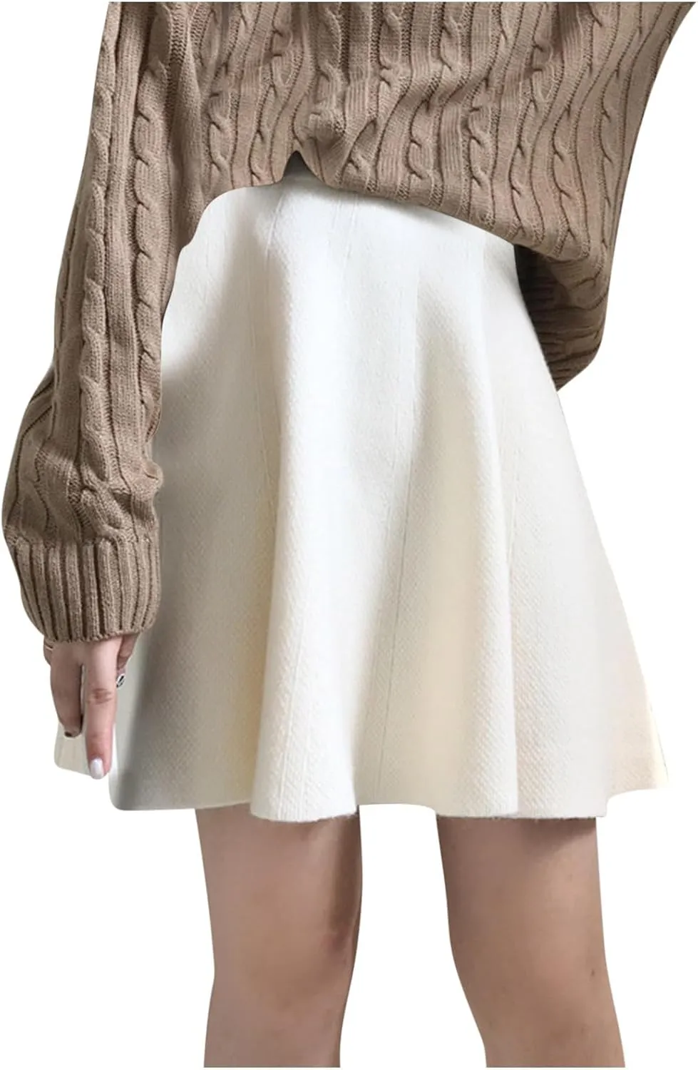 Women Elegant Skorts 2025 Fashion Stretch High Waist Flared Mini Skater Skirts Casual Solid Color Pleated Mini Skirt