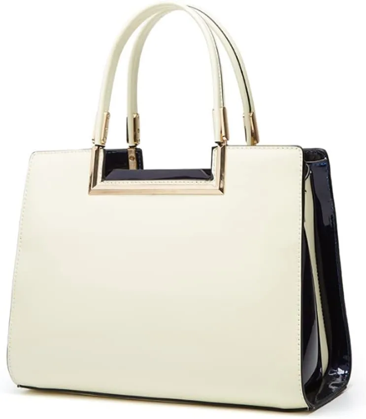 Women Top Handle Purse Satchel Patent PU Leather Handbag Shoulder Crossbody Bag Tote Black