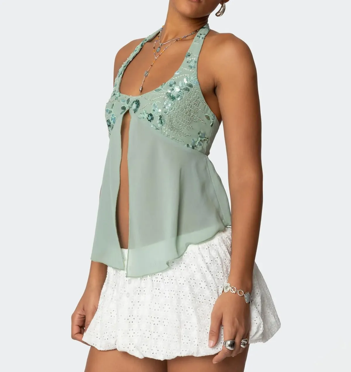 Women Y2K Halter Crop Top Sexy Sleeveless Backless Tie Up Cami Deep V Neck Tank Tops Open Back Slim Fit Coquette Tops