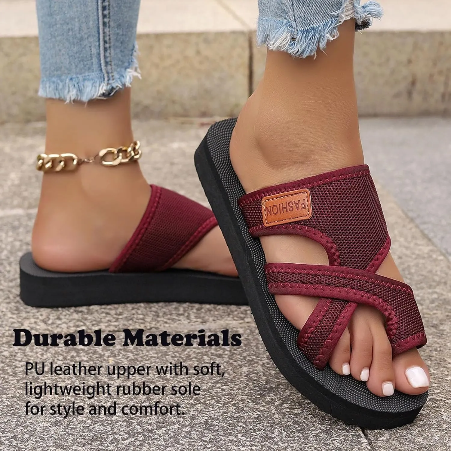 Women's Comfortable Orthopedic Sandals Breathable Mesh Sandals Hollow Mesh Flip Flops Arch Support Comfortable Beach Sandals