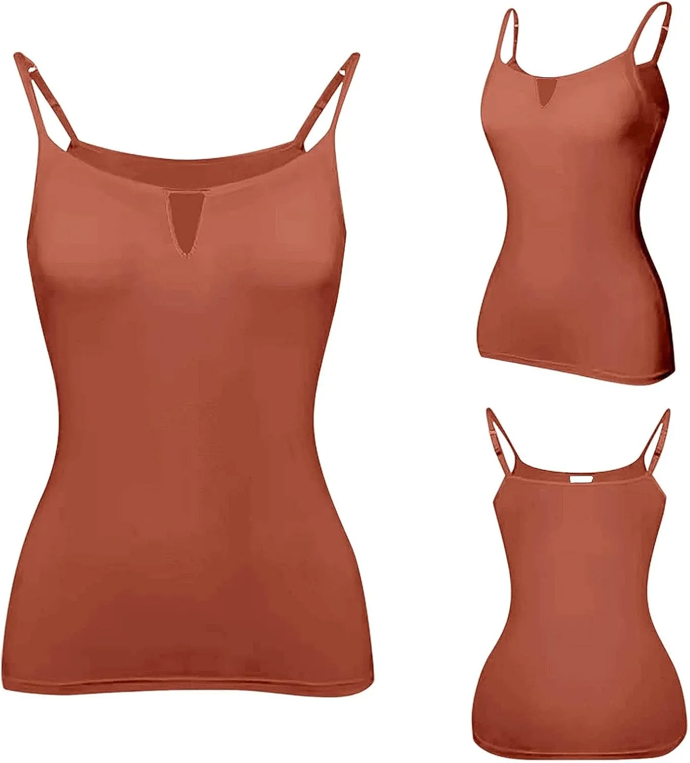 Women's Comfy Camisole Spaghetti Strap Racerback Tanks Casual Basic Sleeveless Open Back Cami Undershirt
