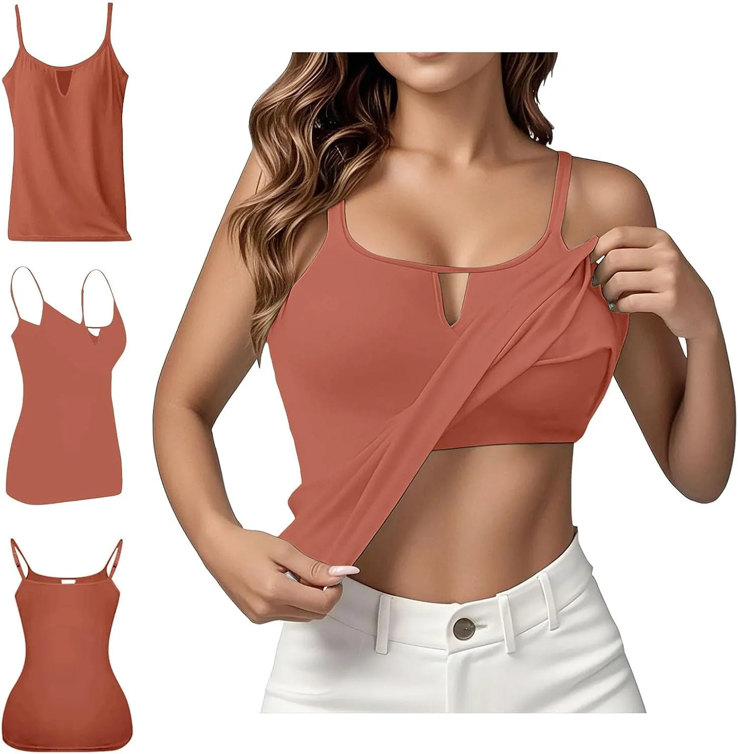 Women's Comfy Camisole Spaghetti Strap Racerback Tanks Casual Basic Sleeveless Open Back Cami Undershirt