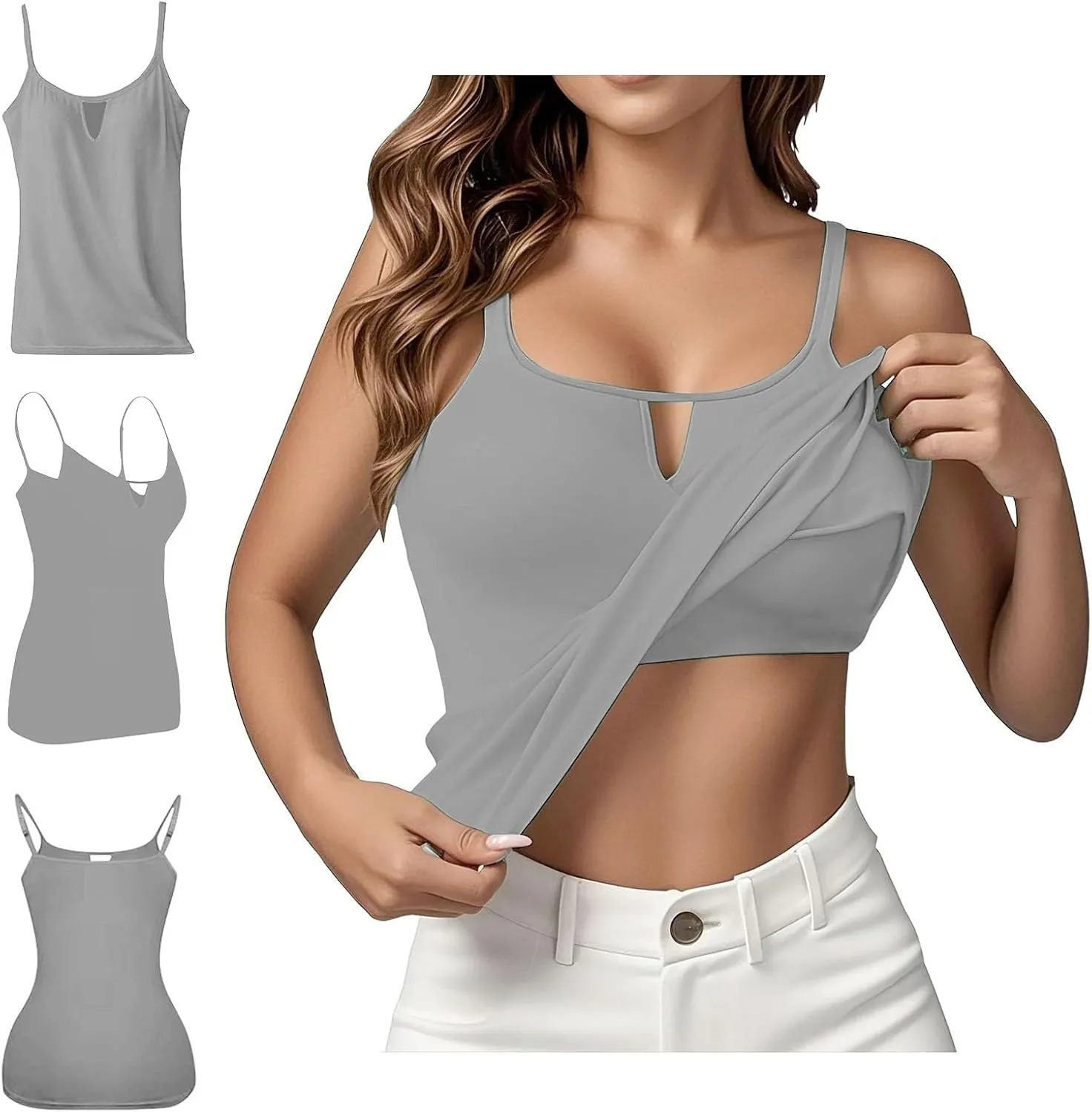 Women's Comfy Camisole Spaghetti Strap Racerback Tanks Casual Basic Sleeveless Open Back Cami Undershirt