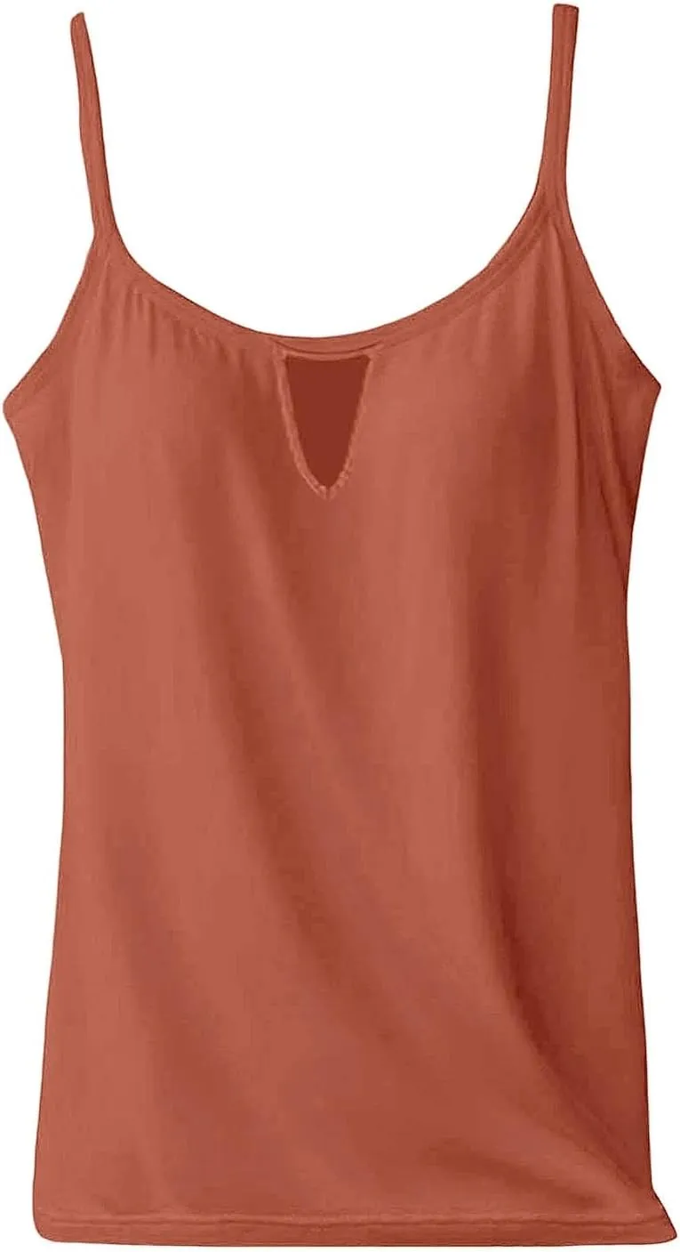 Women's Comfy Camisole Spaghetti Strap Racerback Tanks Casual Basic Sleeveless Open Back Cami Undershirt