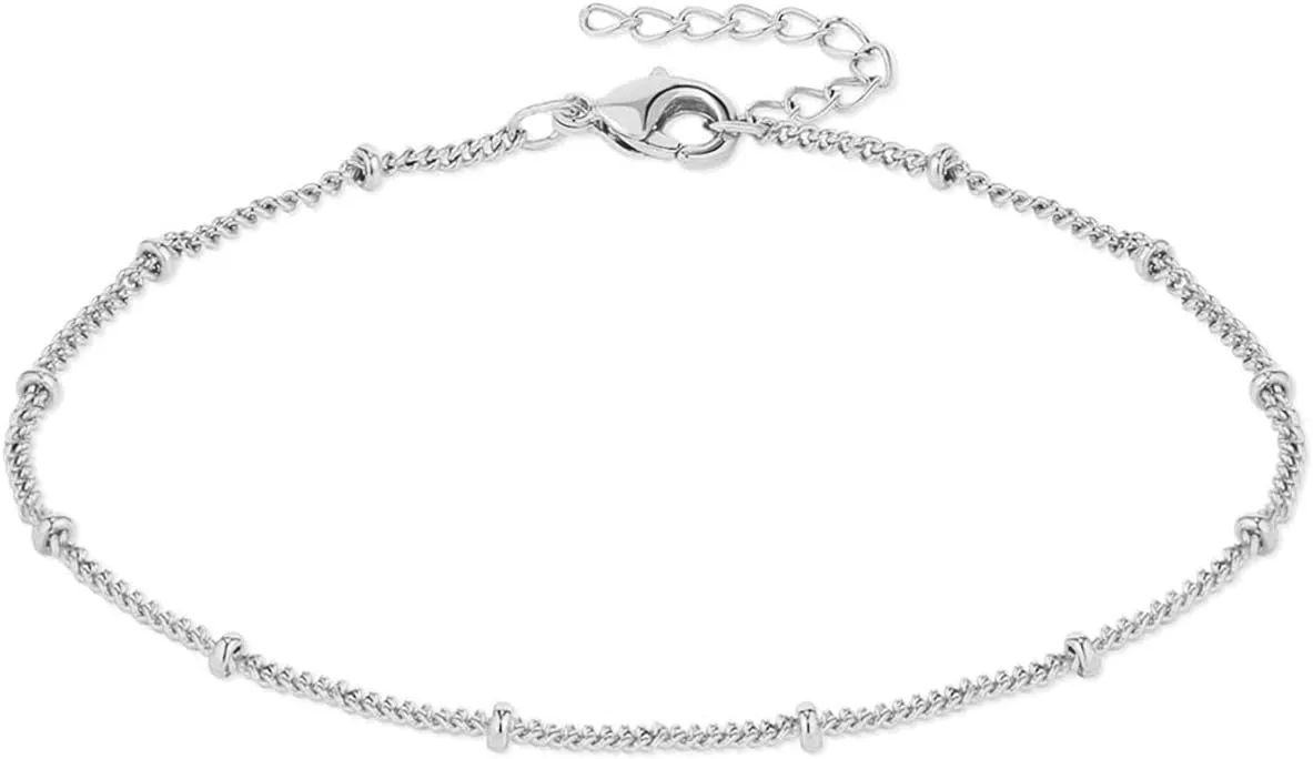 Womens Dainty Gold Chain Bracelet,Simple Layered Chain Bracelets,Beaded Turquoise Bracelet,Charm Crystal Bar,Heart,Karma,Triangle,Pearl Bracelets for Women