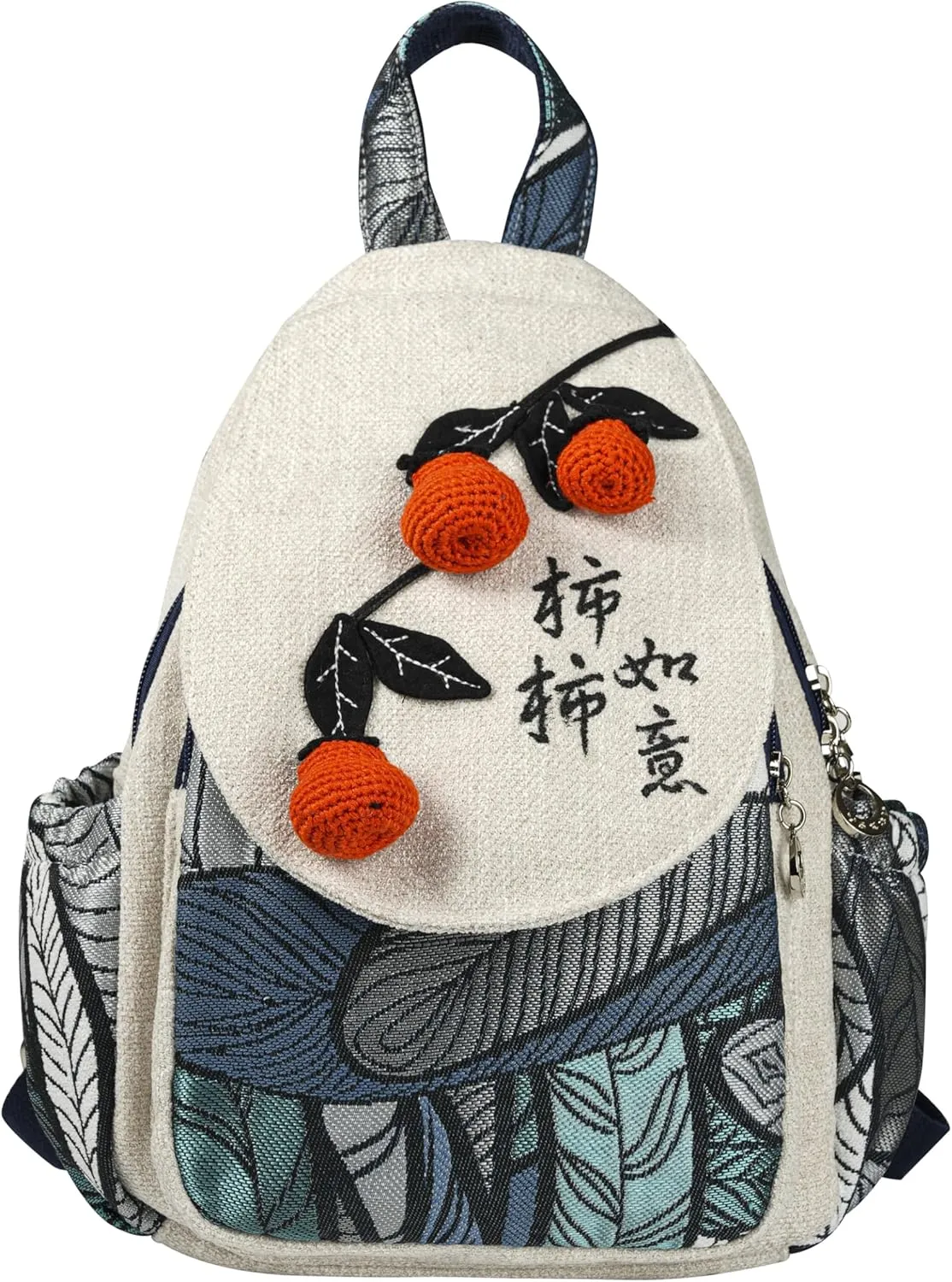 Womens Hippie Cotton Hemp Cloth Backpack Boho Vintage Embroidered Casual Purse