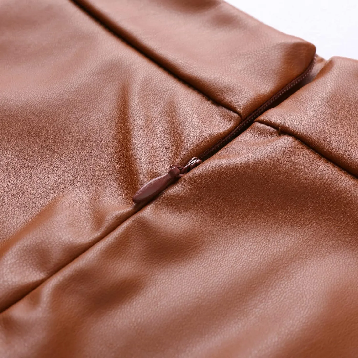 Women's PU Faux Leather High Rise Zip Back Flare Pleated Long A-Line Skirt for Office & Work Festival Party