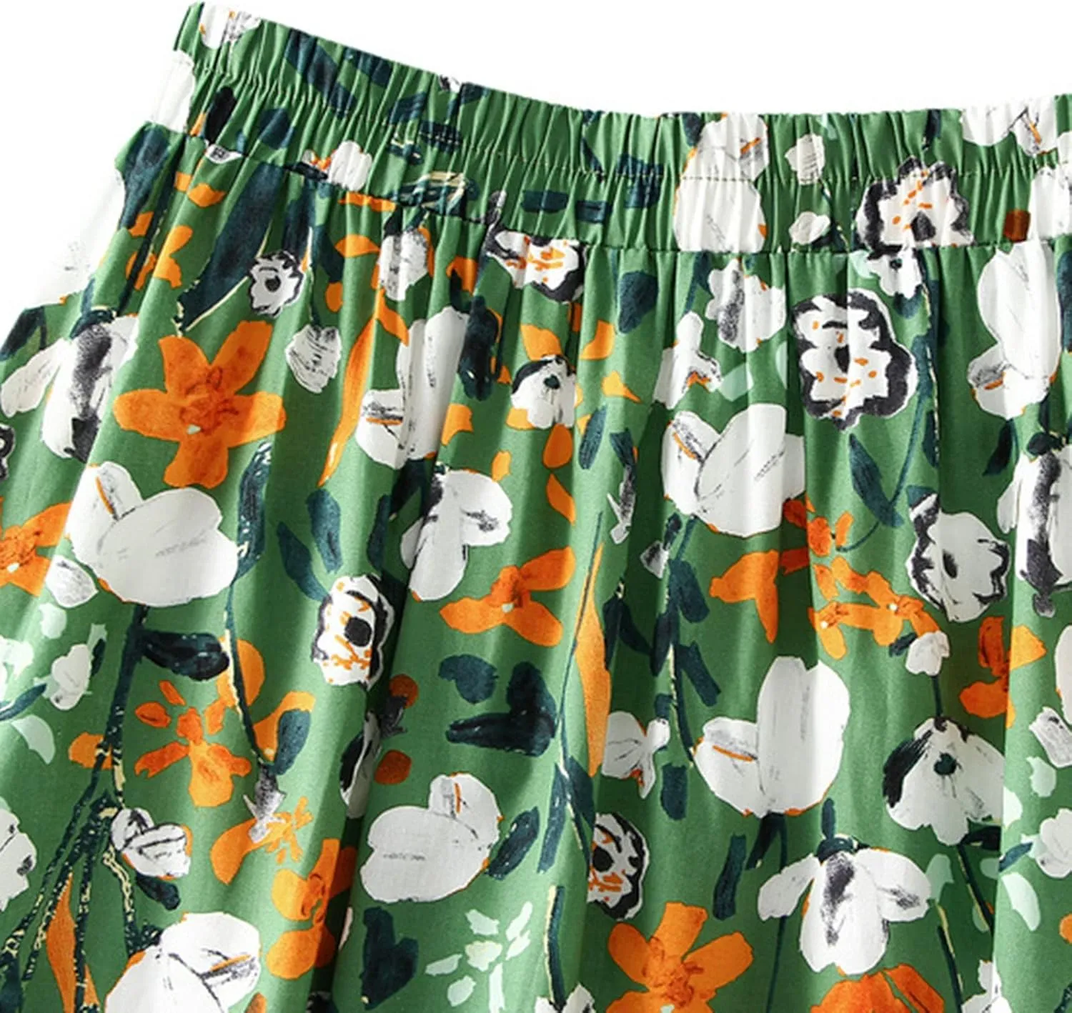Womens Retro Skirt Midi Skirts for Women Floral Printed Midi Skirt High Waisted A Line Skirt Elastic Waist Skirt
