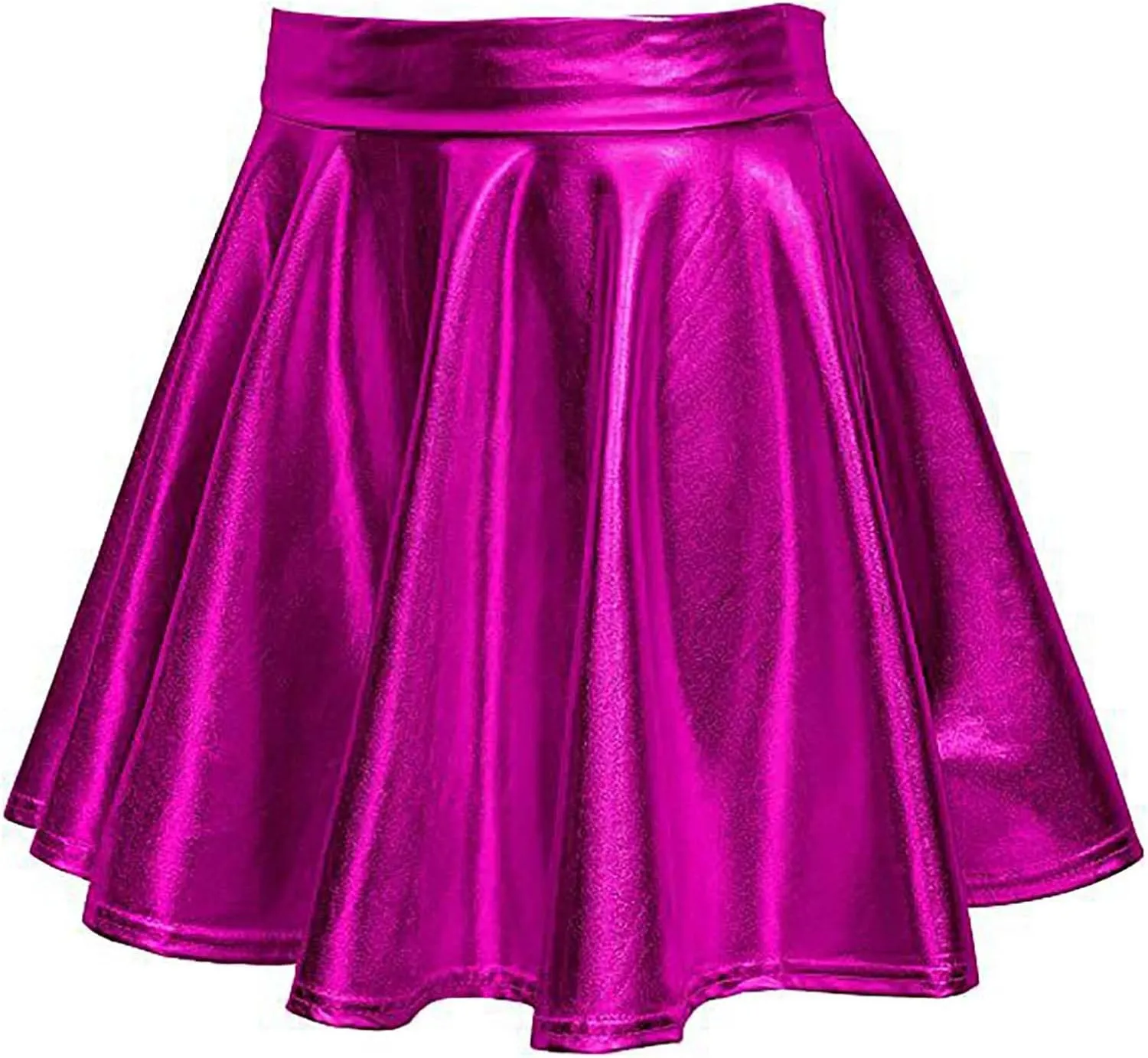 Women's Sexy Faux Leather Pleated Mini Skirt, High Waisted Stage Performance Party Skirt, Outdoor Skate Skirts