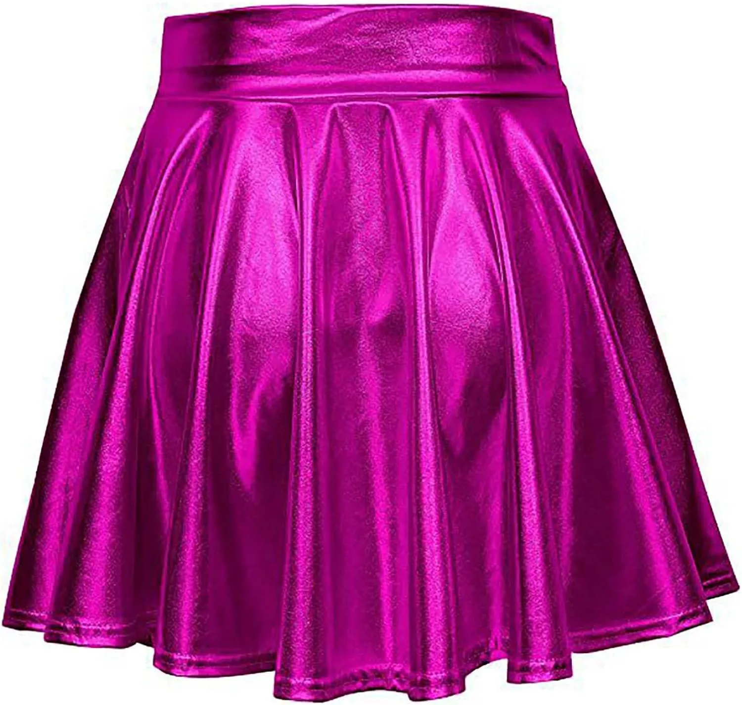 Women's Sexy Faux Leather Pleated Mini Skirt, High Waisted Stage Performance Party Skirt, Outdoor Skate Skirts