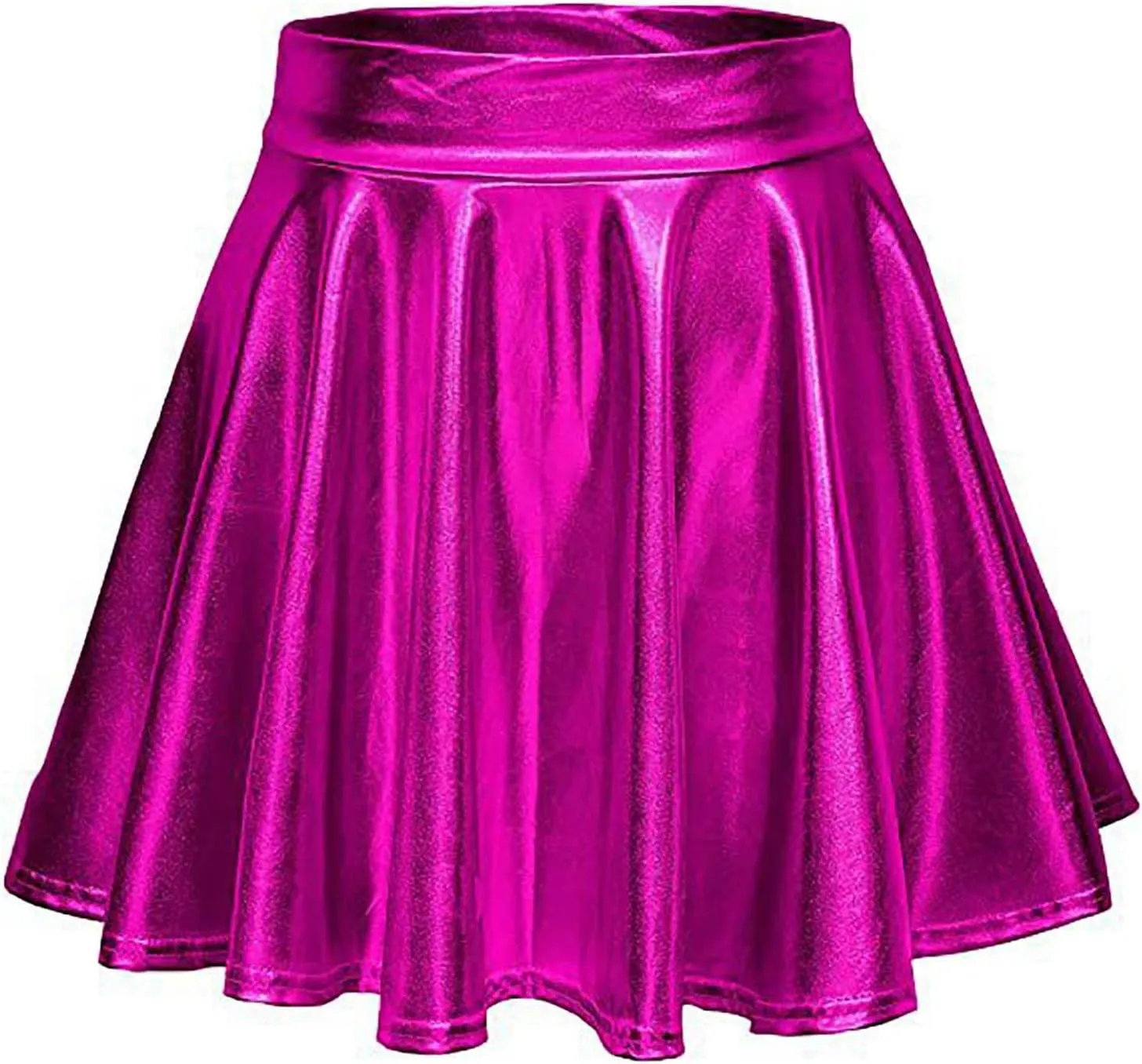 Women's Sexy Faux Leather Pleated Mini Skirt, High Waisted Stage Performance Party Skirt, Outdoor Skate Skirts