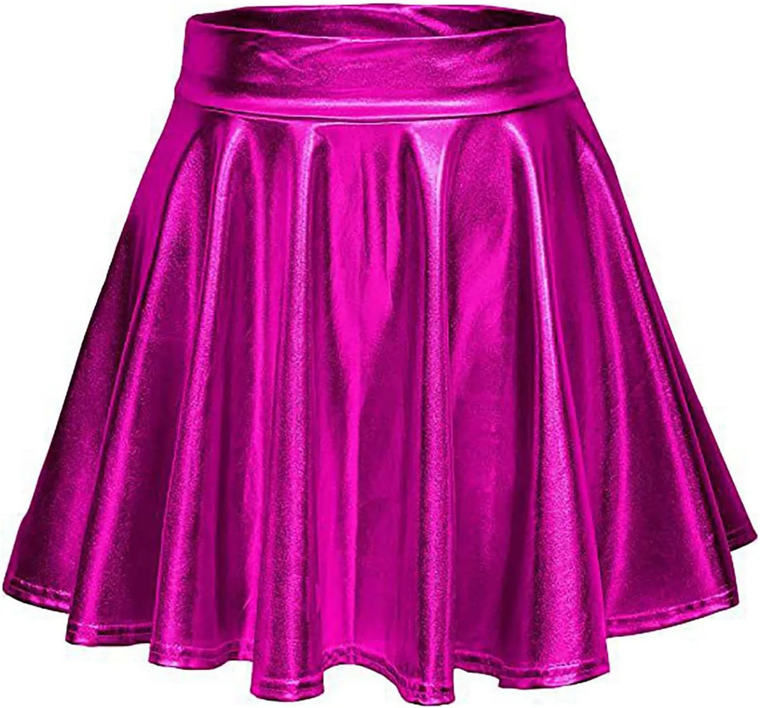 Women's Sexy Faux Leather Pleated Mini Skirt, High Waisted Stage Performance Party Skirt, Outdoor Skate Skirts