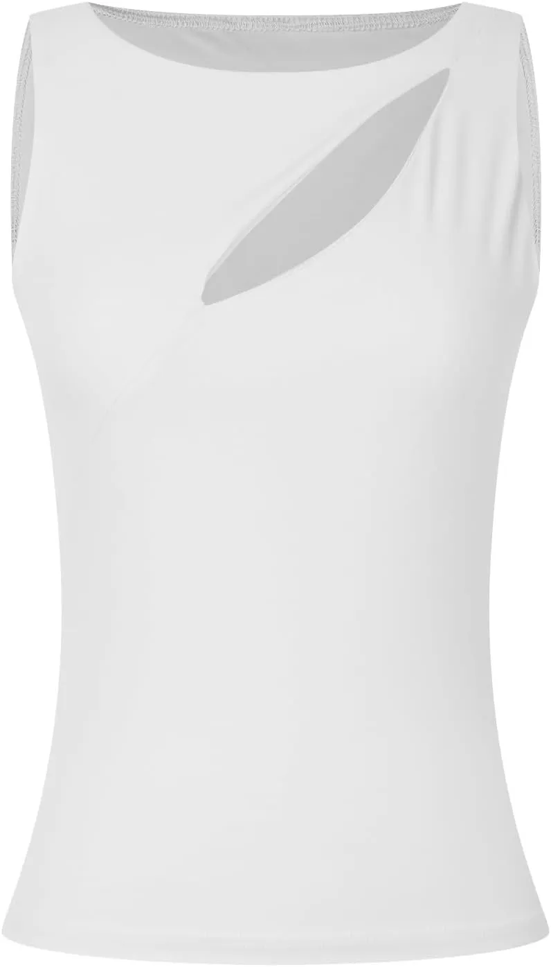 Women's Sleeveless High Neck Tank Tops Summer Sexy Crop Tops Fashion Workout Athletic Runing Half Camisole for