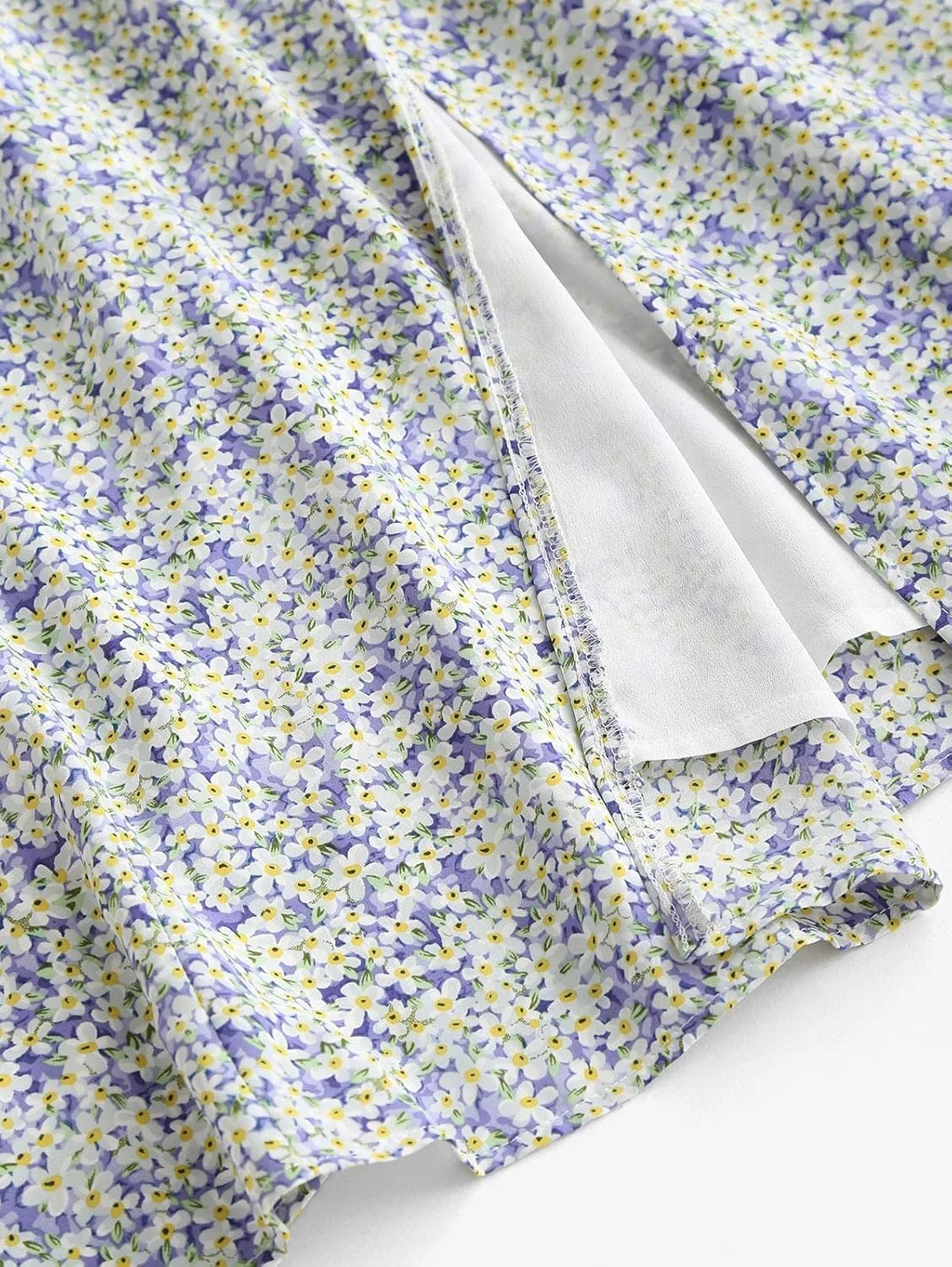 Women's Spaghetti Sleeveless Tie Shoulder Floral Print Strappy Sundress Casual Midi Dress