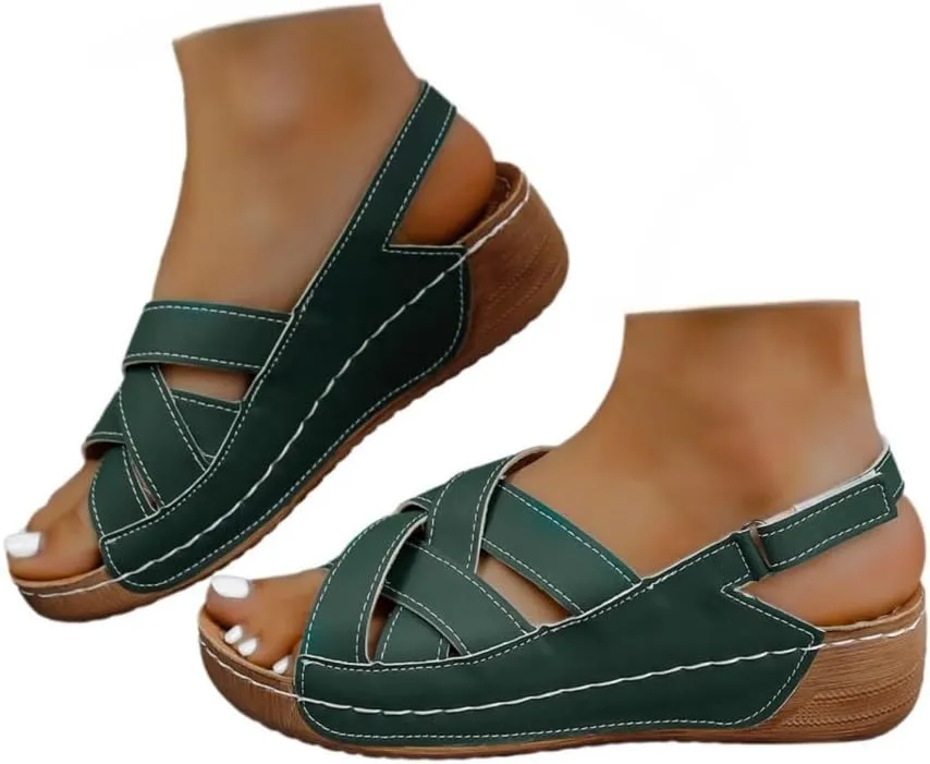 Womens Wedge Sandals Open Toe Ankle Strap Comfortable plantar fascii Sandals orthopedic with Arch Support Casual Walking Shoes Summer